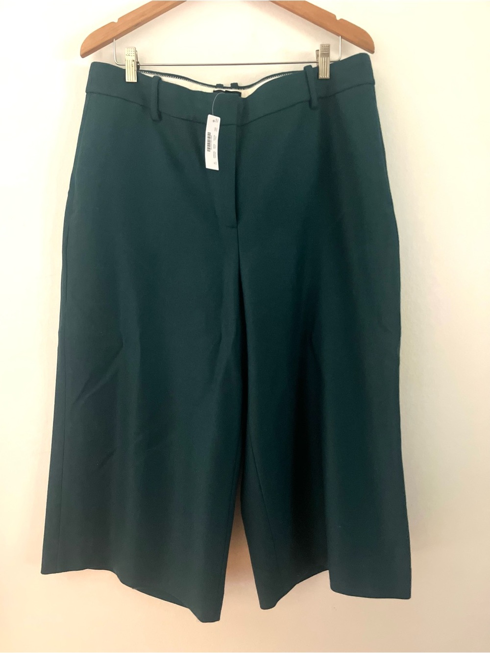 J. Crew Cropped Wide Leg Coulotte Wool Stunning Dark Green Women's Size 16 NWT